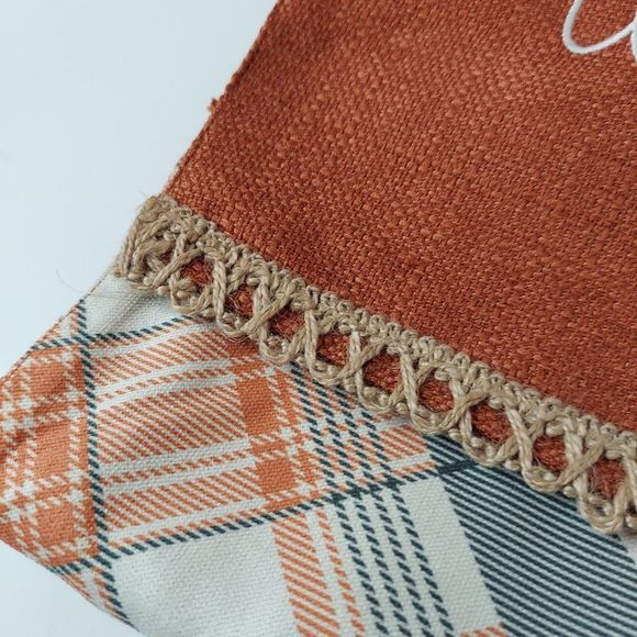 Autumn Thanksgiving Reversible Embroidered Plaid Table Runner - Picture 3 of 8